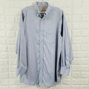 Rountree & Yorke Men's Size 16 Long Sleeve Button Down Shirt Collared Neck Blue